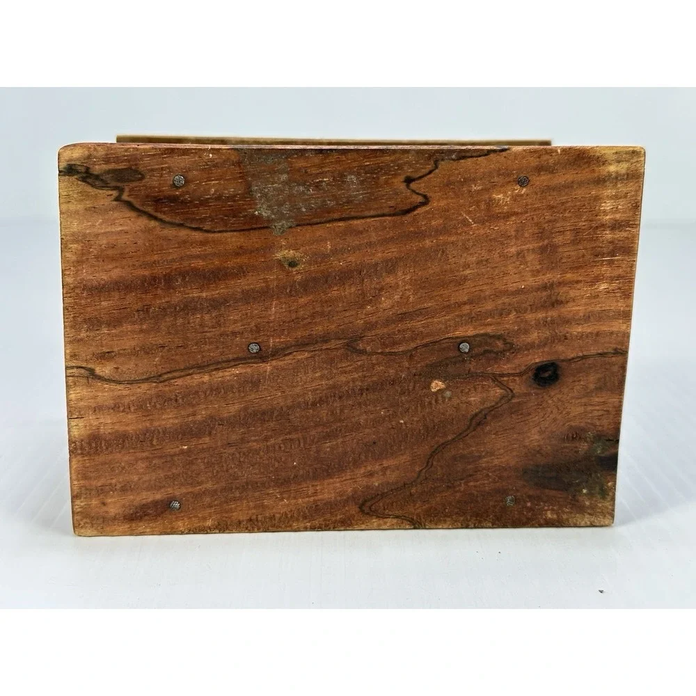 VTG Wood Hand Crafted Carved Cigarette Case Holder Dispenser‎ Magic Box